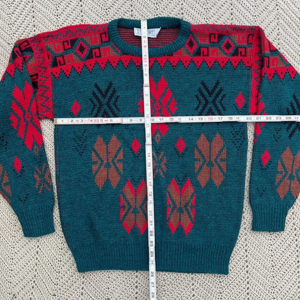 Vintage 90s Fair Isle Snowflake Grandpa Sweater CC Sport -‎ Size Medium